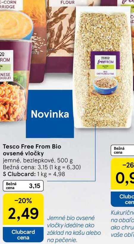 Tesco Free From Bio ovsené vločky, 500 g