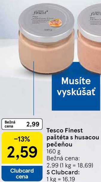 Tesco Finest paštéta s husacou pečeňou, 160 g 