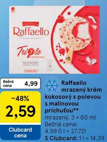 Raffaello mrazený krém kokosový s polevou s malinovou príchuťou, 3x 60 ml