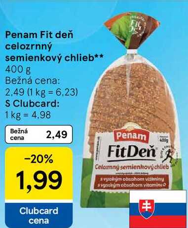 Penam Fit deň celozrnný semienkový chlieb, 400 g 