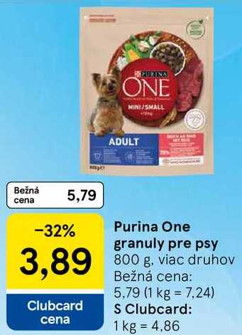 Purina One granuly pre psy, 800 g