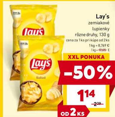 Lay's zemiakové lupienky rôzne druhy, 130 g 