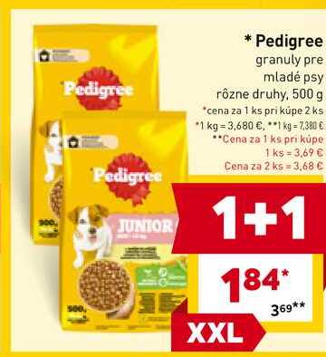 Pedigree granuly pre mladé psy rôzne druhy, 500 g 