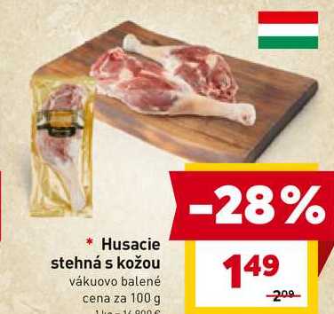 Husacie stehná s kožou vákuovo balené cena za 100 g 