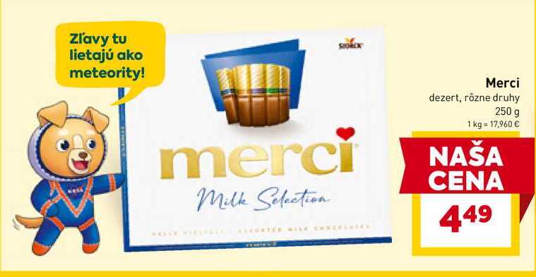 Merci dezert, rôzne druhy 250 g 