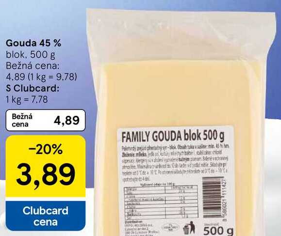 Gouda 45 %, 500 g 