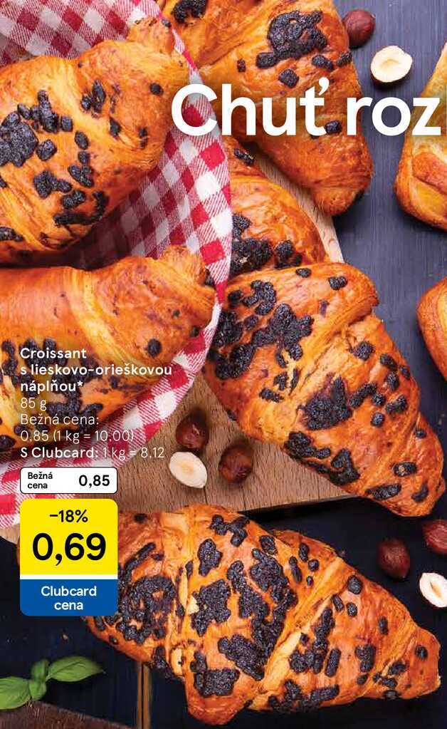 Croissant s lieskovo-orieškovou náplňou, 85 g 