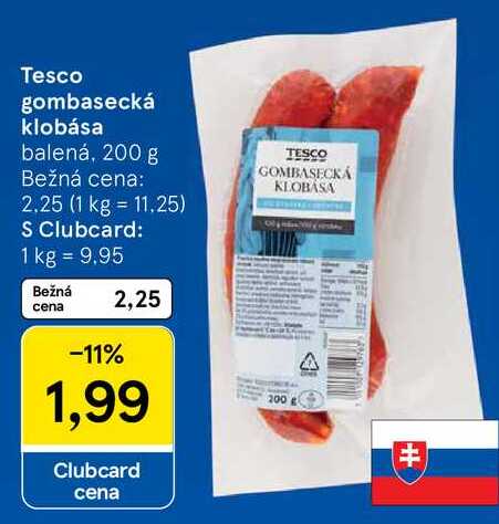 Tesco gombasecká klobása, 200 g
