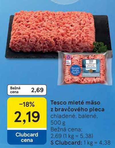 Tesco mleté mäso z bravčového pleca, 500 g