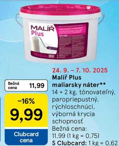Malíř Plus maliarsky náter, 14+2 kg