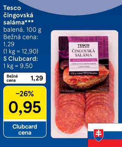 Tesco čingovská saláma, 100 g 