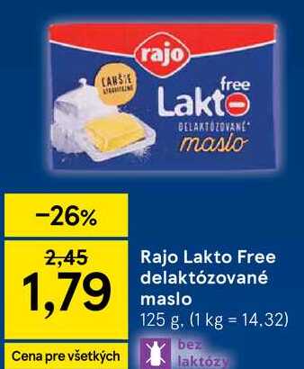 Rajo Lakto Free delaktózované maslo, 125 g