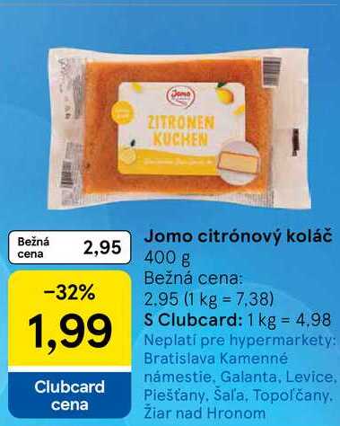 Jomo citrónový koláč, 400 g