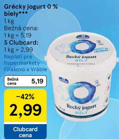 Grécky jogurt 0% biely, 1 kg