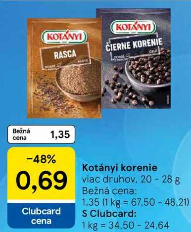 Kotányi korenie, 20 - 28 g