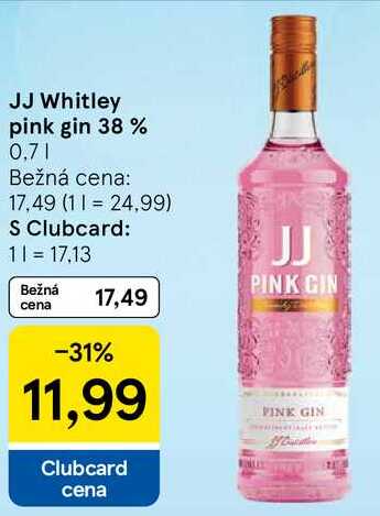 JJ Whitley pink gin 38 %, 0,7 l