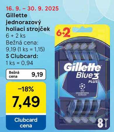 Gillette jednorazový holiaci strojček, 6+ 2 ks