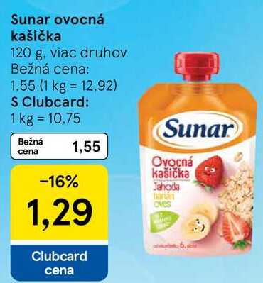 Sunar ovocná kašička, 120 g
