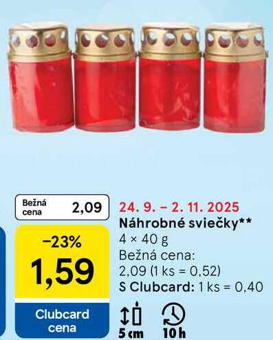 Náhrobné sviečky, 4x 40 g 