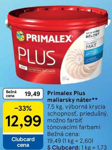 Primalex Plus maliarsky náter, 7,5 kg