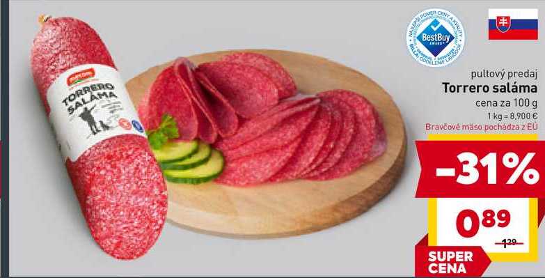Torrero saláma cena za 100 g 