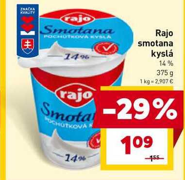 Rajo smotana kyslá 14%, 375g