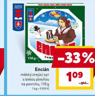 Encián mäkký zrejúci syr s bielou plesňou na povrchu, 110 g 