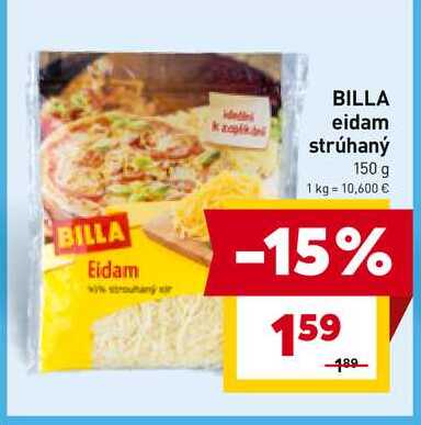 BILLA eidam strúhaný 150 g 
