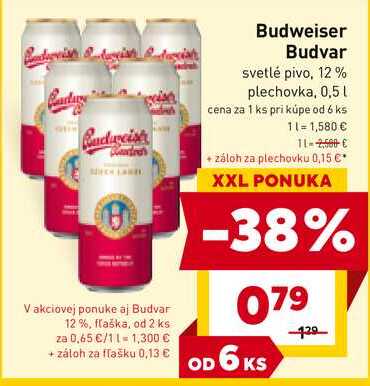 Budweiser Budvar svetlé pivo, 12% plechovka, 0,5l