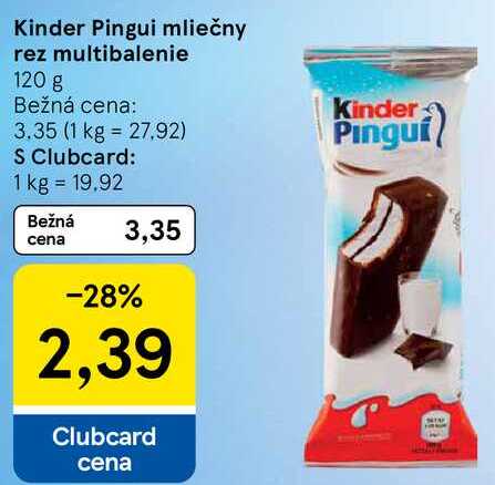 Kinder Pingui mliečny rez multibalenie, 20 g 