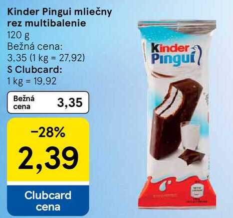 Kinder Pingui mliečny rez multibalenie, 120 g