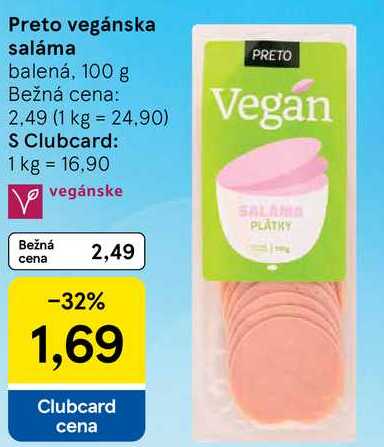 Preto vegánska saláma, 100 g 