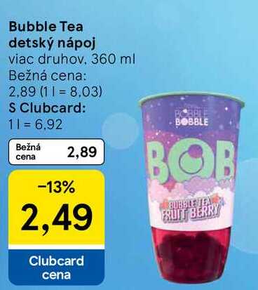Bubble Tea detský nápoj, 360 ml 