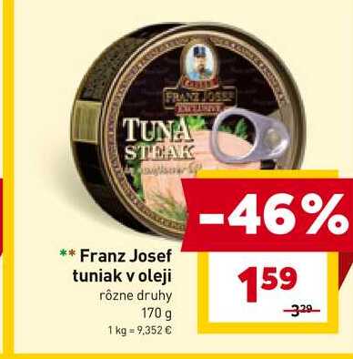 Franz Josef tuniak v oleji rôzne druhy 170 g