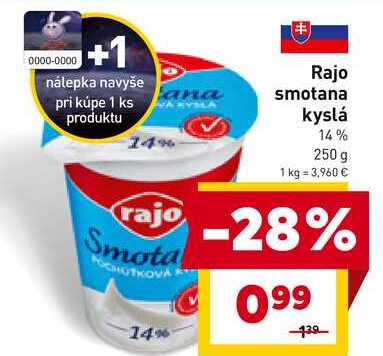Rajo smotana kyslá 14% 250 g