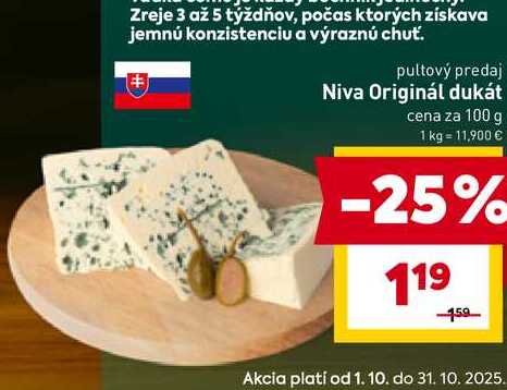 Niva Originál dukát cena za 100 g 