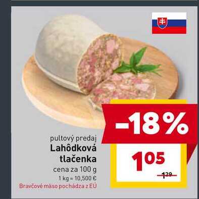 Lahôdková tlačenka cena za 100 g