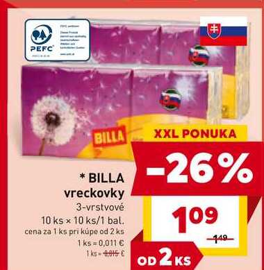 BILLA vreckovky 3-vrstvové 10 ks x 10 ks/1 bal.