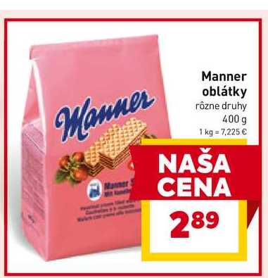 Manner oblátky rôzne druhy 400 g