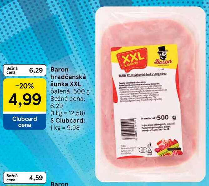 Baron hradčanská šunka XXL, 500