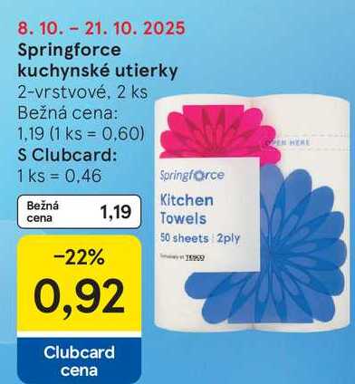 Springforce kuchynské utierky, 2 ks 