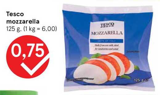 Tesco mozzarella, 125 g