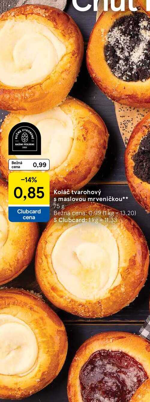 Koláč tvarohový s maslovou mrveničkou, 75 g