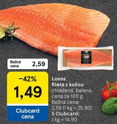 Losos fileta s kožou, cena za 100 g