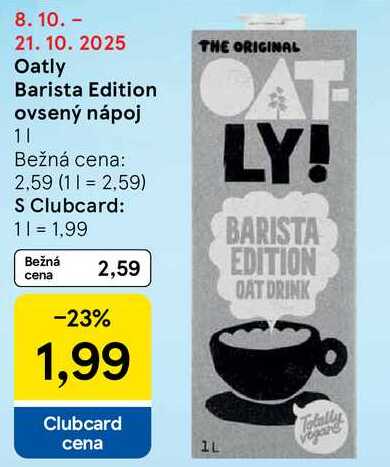 Oatly Barista Edition ovsený nápoj, 1 l