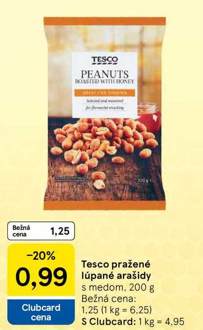 Tesco pražené lúpané arašidy, 200 g