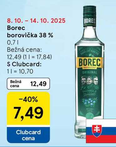 Borec borovička 38%, 0,7 l