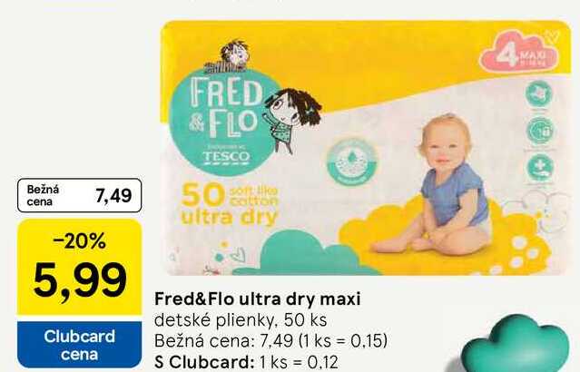 Fred& Flo ultra dry maxi, 50 ks 
