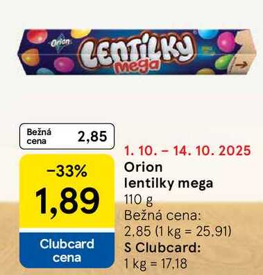 Orion lentilky mega, 110 g