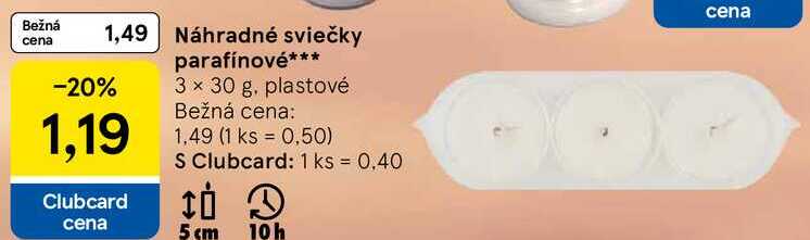 Náhradné sviečky parafínové, 3x 30 g